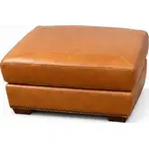 4950 Ottoman in Saddle Brown with Croc Detail Top Grain Leather